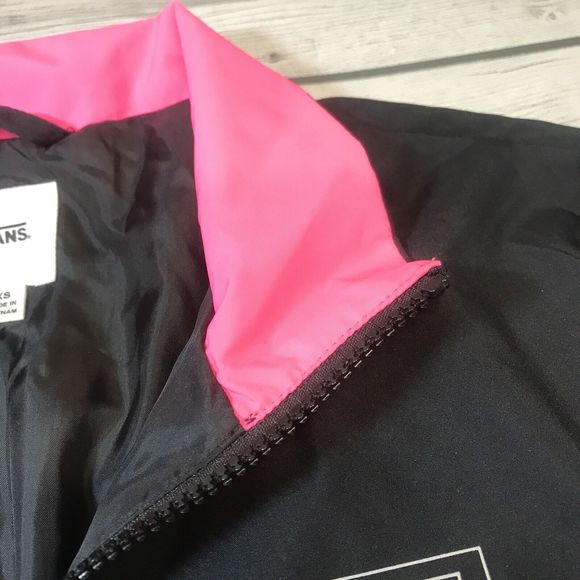 Vans Pull Over Jacket Black/ Bright Pink Reflector Running Riding XS - Picture 4 of 9